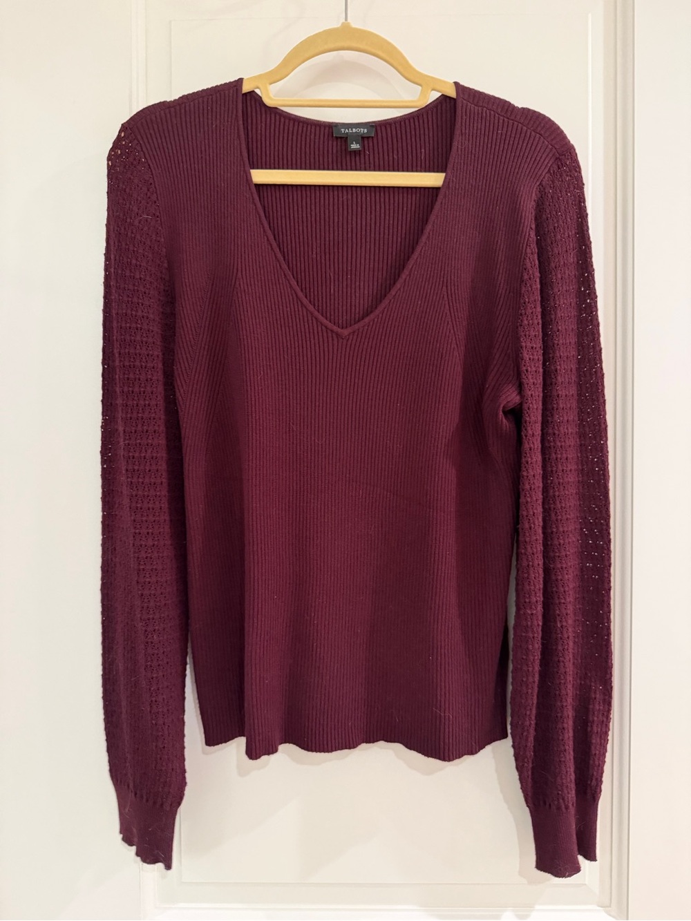 Talbots V-Neck Ribbed Knit Pullover